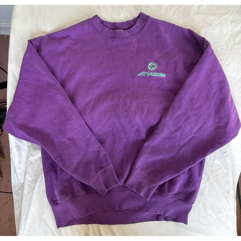 Vintage Life Fitness Gym Crewneck Sweatshirt Large Purple Made In USA FOTL